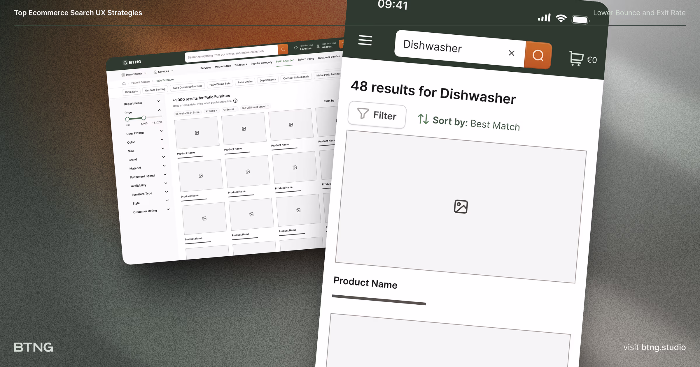 An infographic illustrating key principles for effective ecommerce search UX.