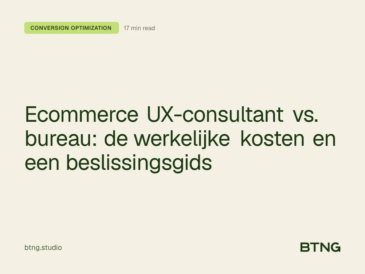 Ecommerce UX-consultant vs. bureau: de werkelijke kosten en een beslissingsgids