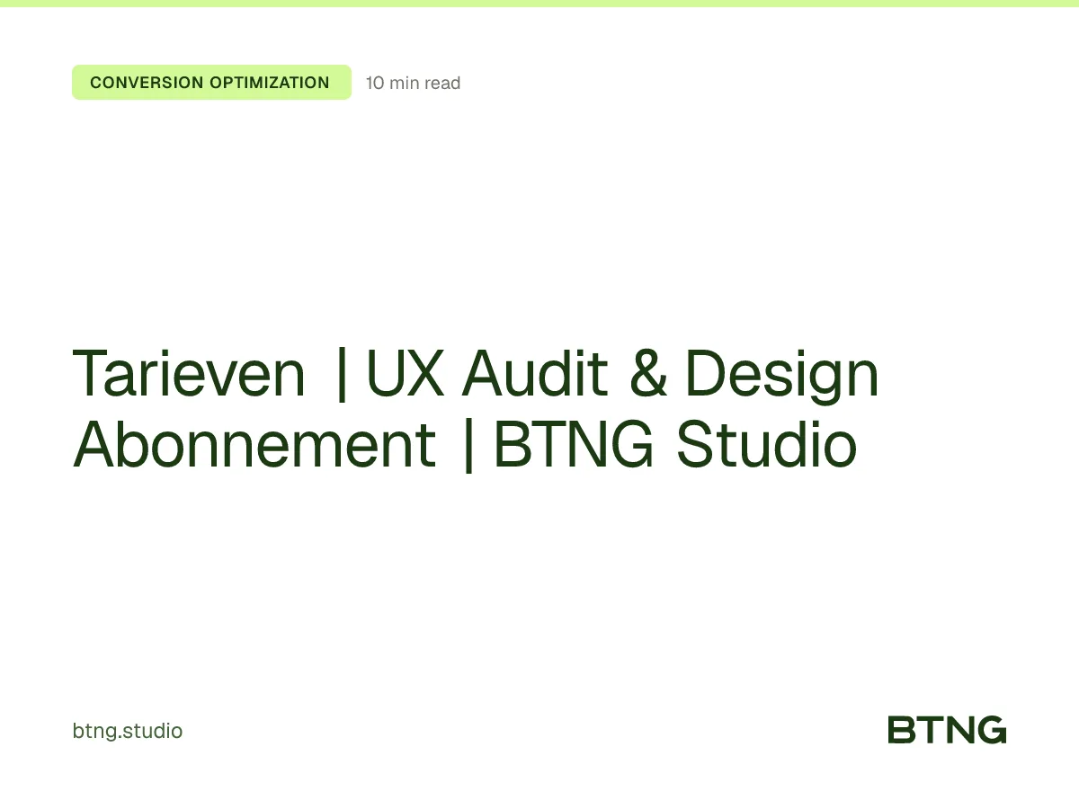 Tarieven | UX Audit & Design Abonnement | BTNG Studio