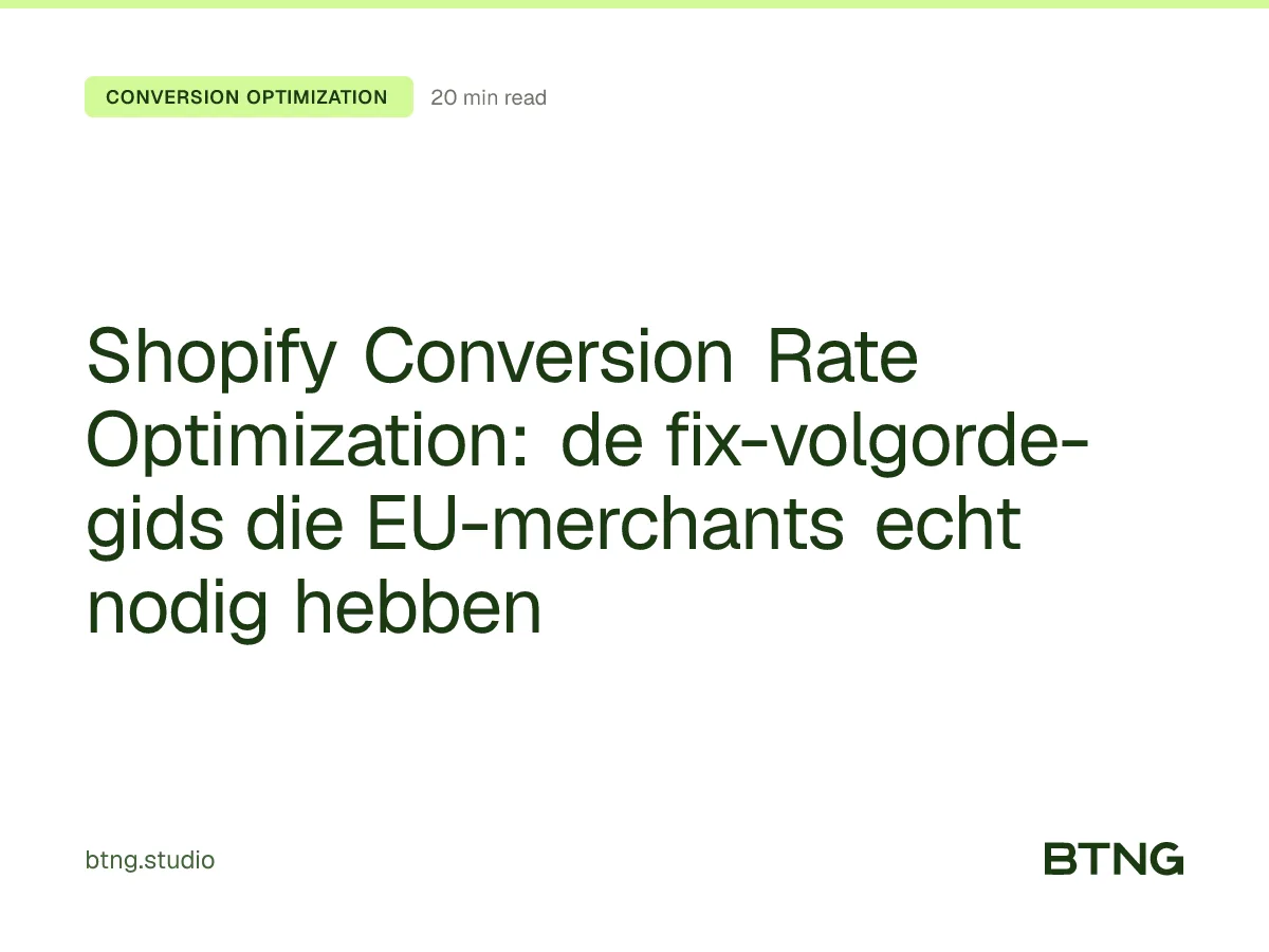 Shopify Conversion Rate Optimization: de fix-volgorde-gids die EU-merchants echt nodig hebben