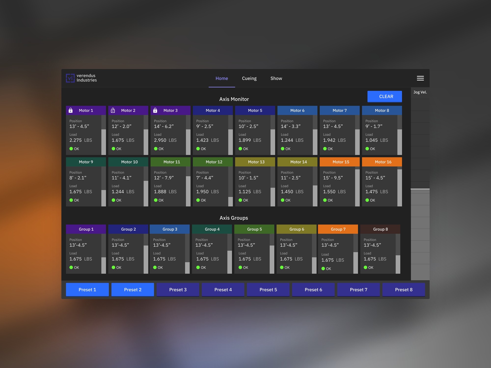 Application in Dark Mode Material Design for Stage Automation