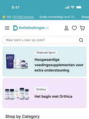 DeOnlineDrogist's mobile homepage after the redesign