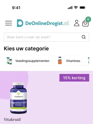 DeOnlineDrogist's mobile homepage before the redesign